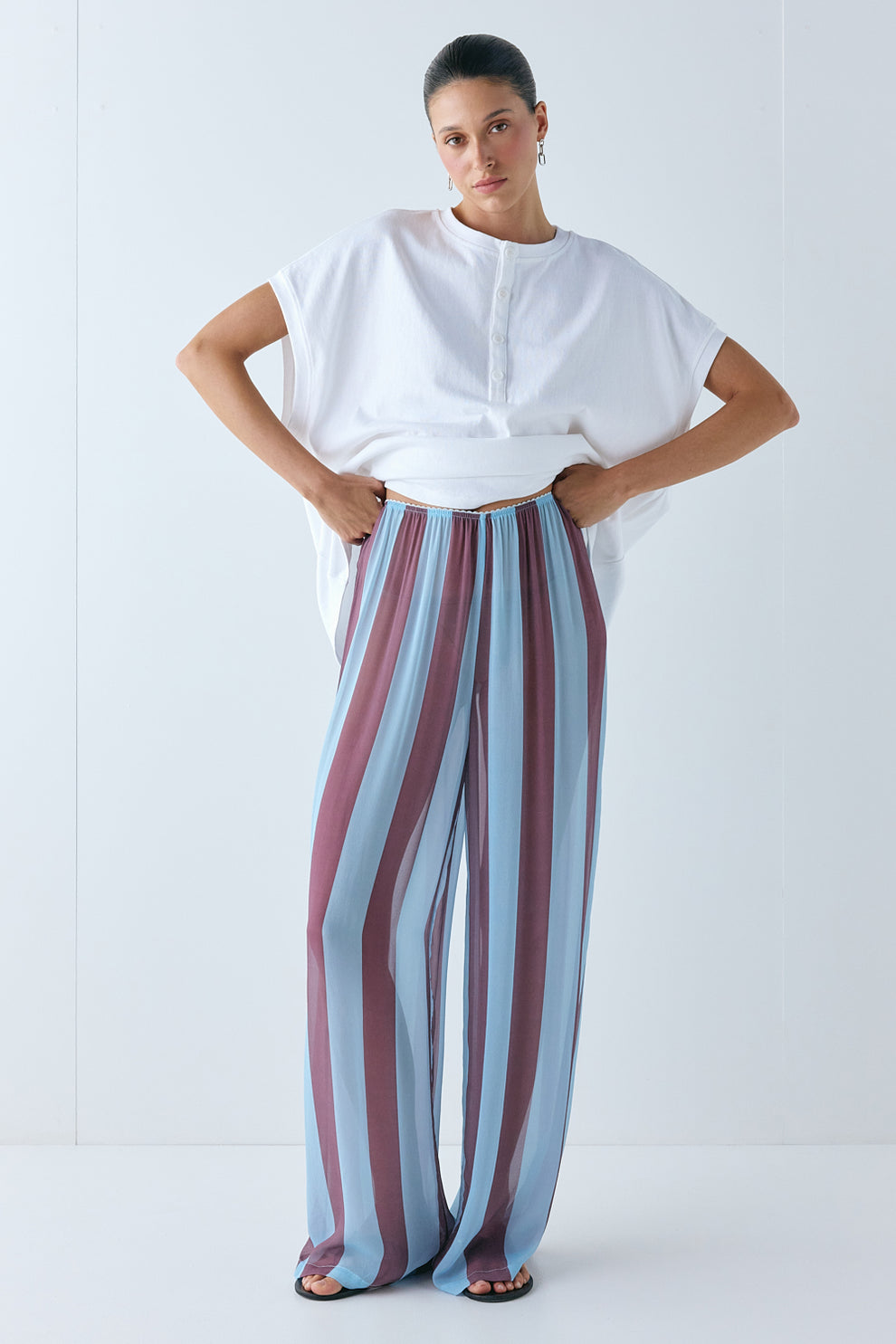 Daria Sheer Pants Mauve Stripe