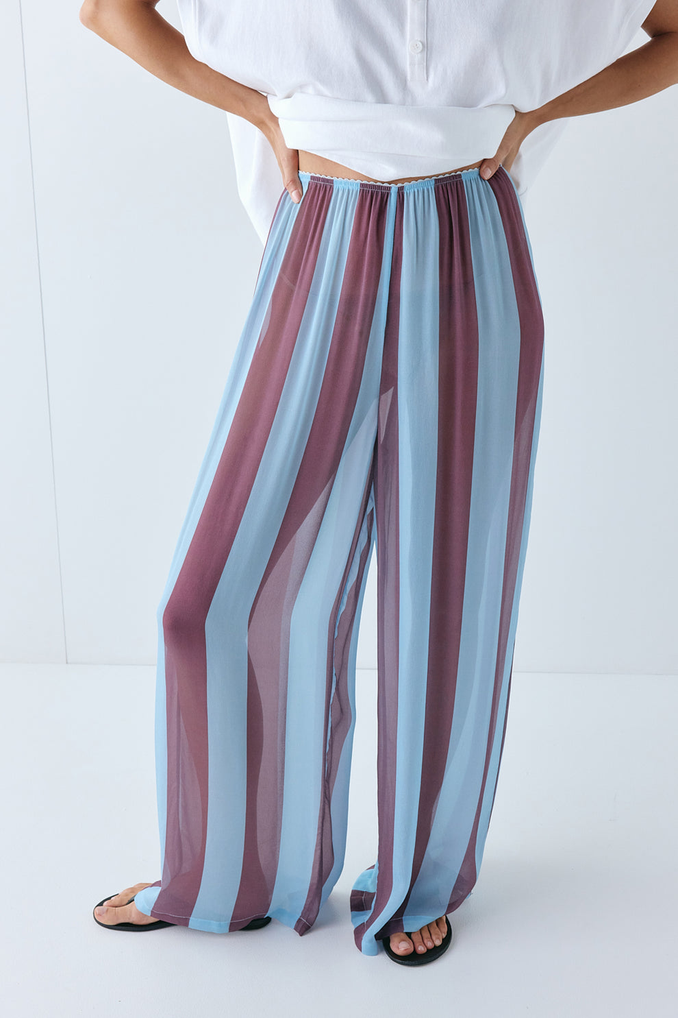 Daria Sheer Pants Mauve Stripe