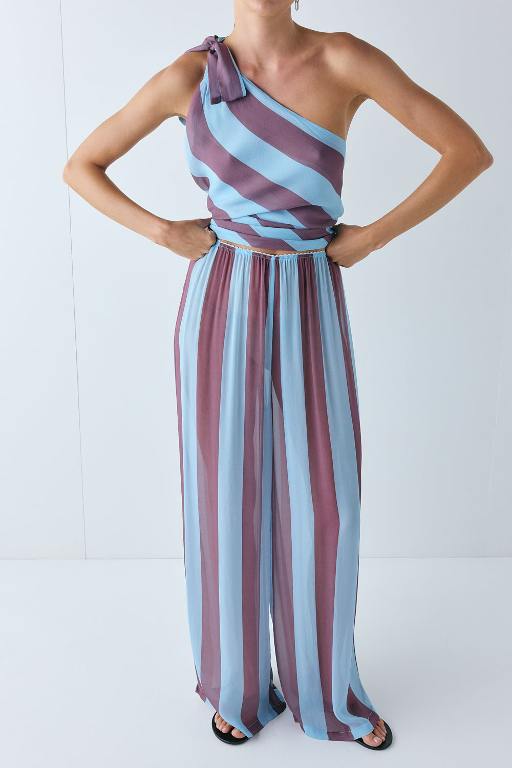 Daria Sheer Pants Mauve Stripe
