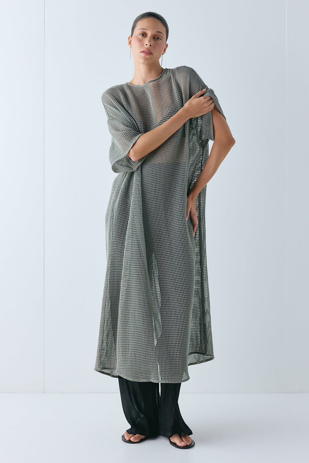 Ivette Net Maxi Dress Khaki