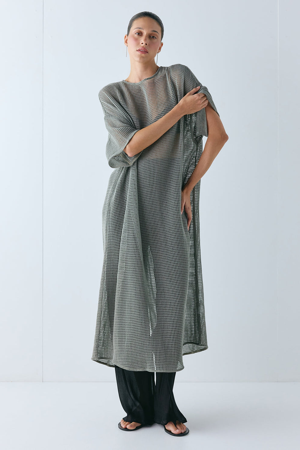 Ivette Net Maxi Dress Khaki