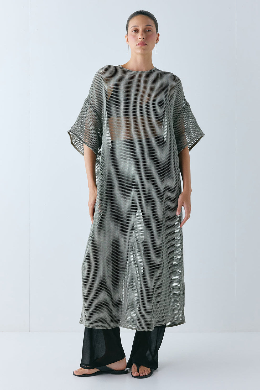 Ivette Net Maxi Dress Khaki - size:Nuria:AU 6 / US 2