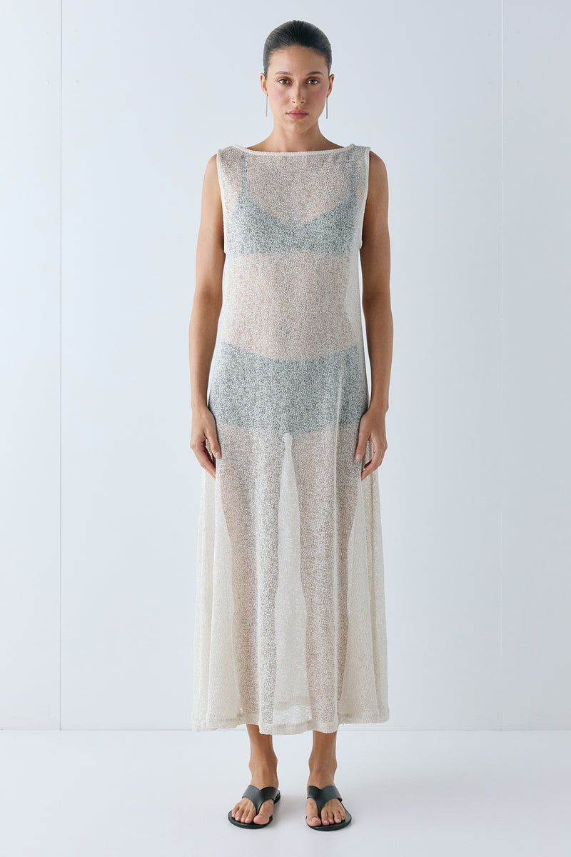 Bree Sheer Midi Dress Cream - size:Nuria:AU 6 / US 2