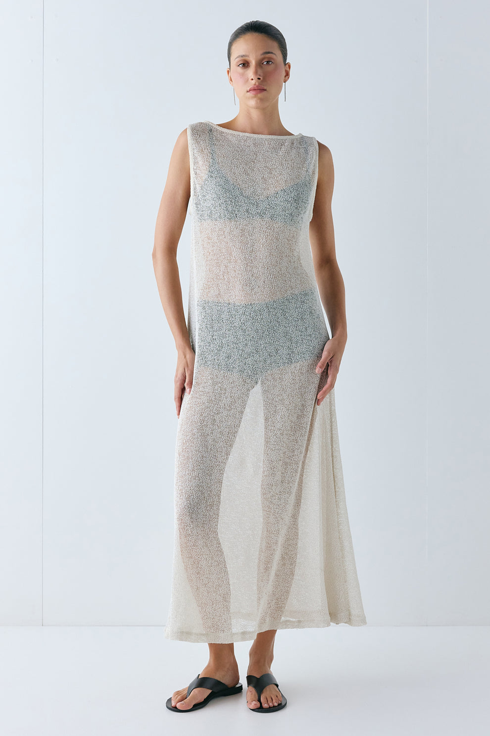 Bree Sheer Midi Dress Cream 