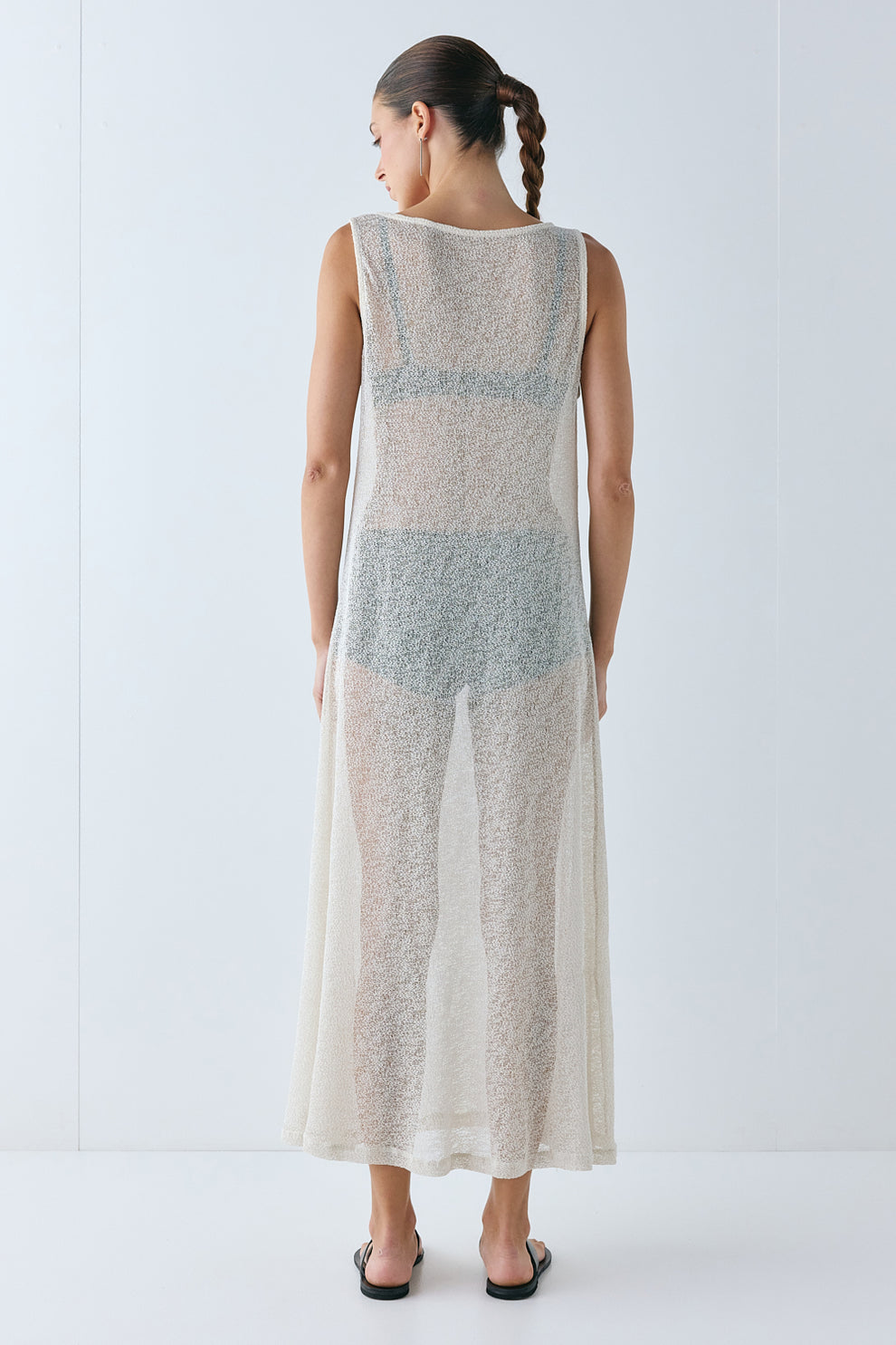 Bree Sheer Midi Dress Cream 