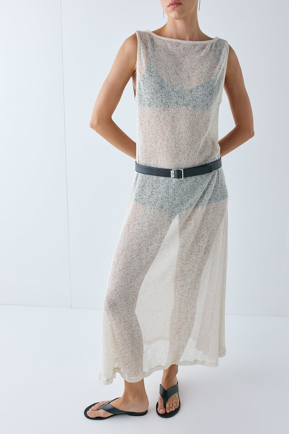 Bree Sheer Midi Dress Cream 