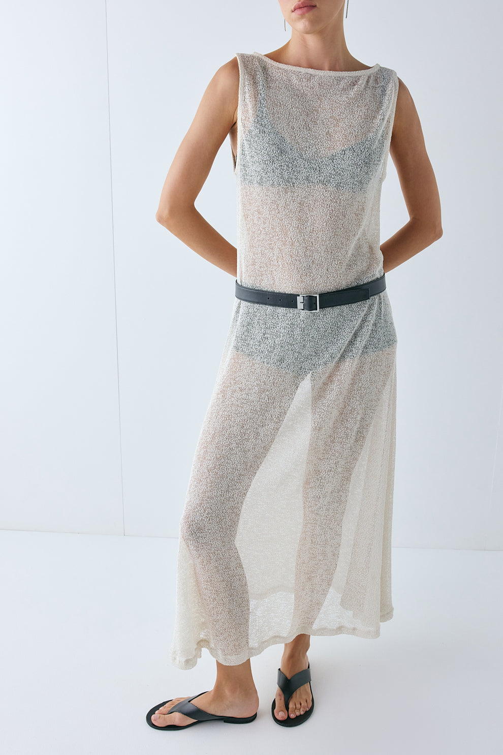 Bree Sheer Midi Dress Cream 