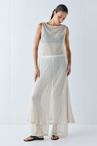 Bree Sheer Midi Dress Cream