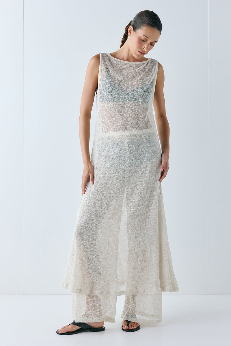 Bree Sheer Midi Dress Cream 