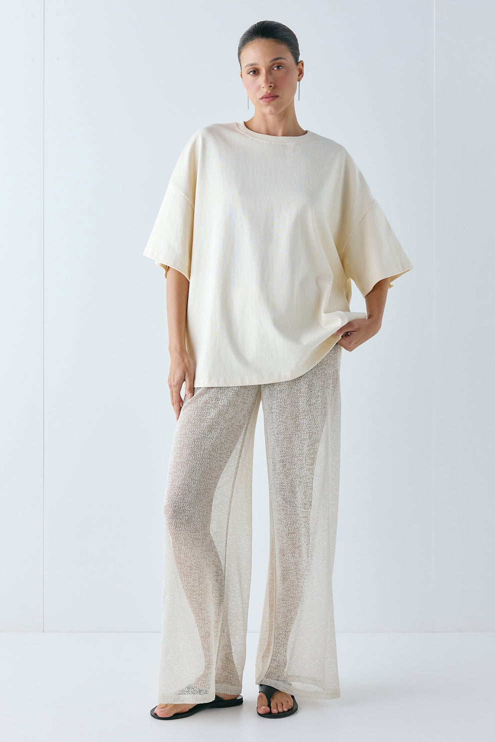 Monroe Sheer Pants Cream - size:Nuria:AU 6 / US 2