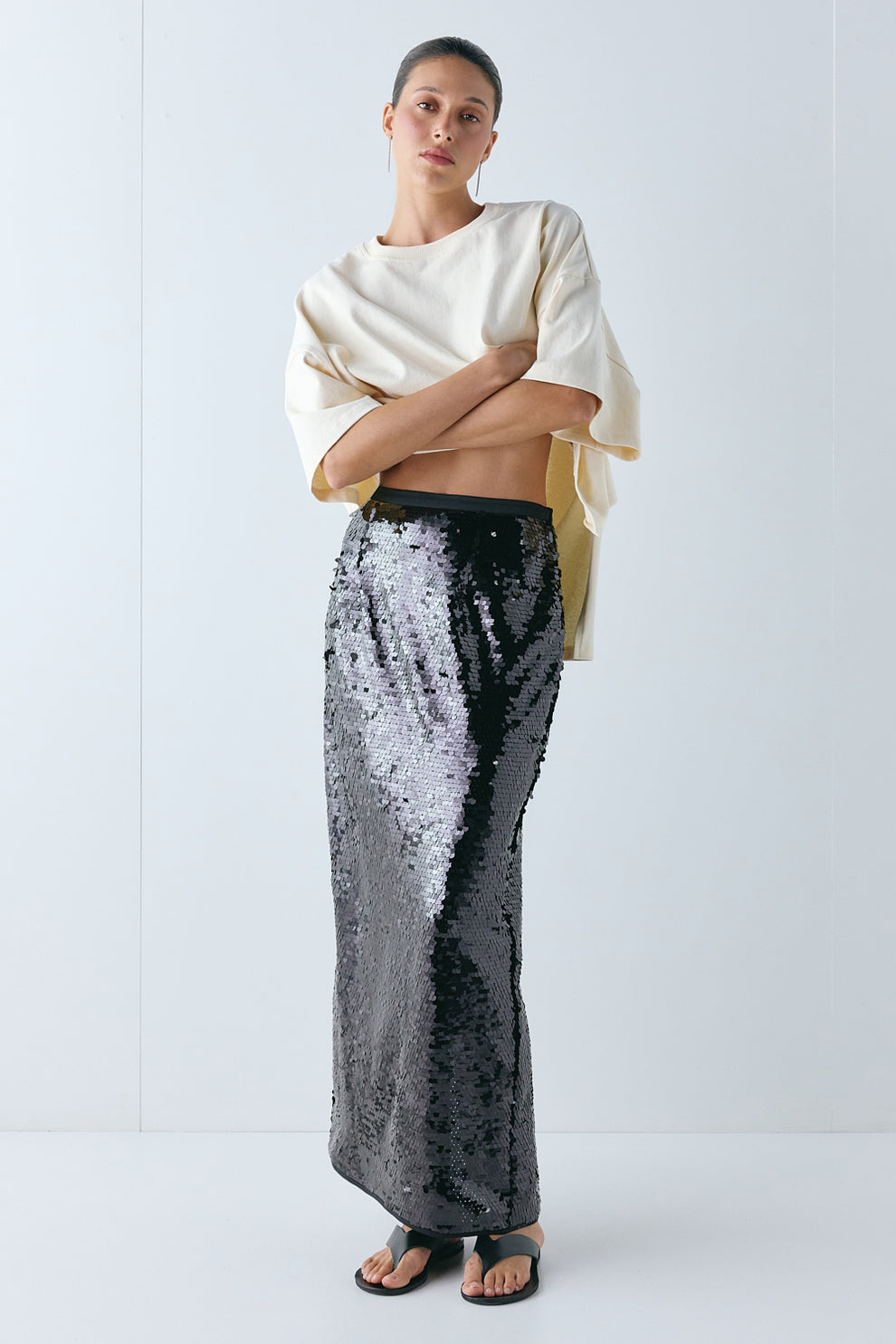 Devyn Sequin Midi Skirt Midnight - size:Nuria:AU 6 / US 2
