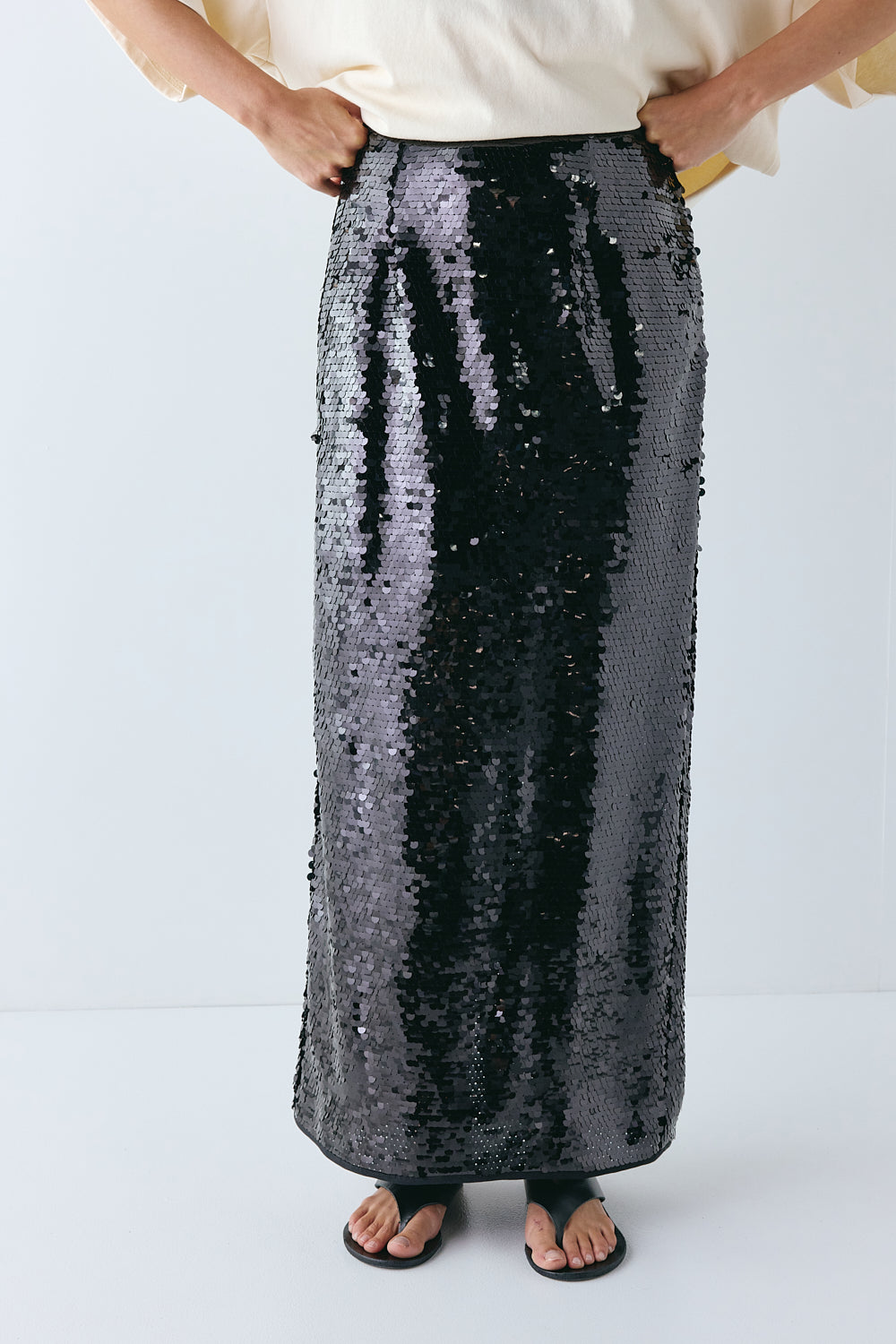 Devyn Sequin Midi Skirt Midnight