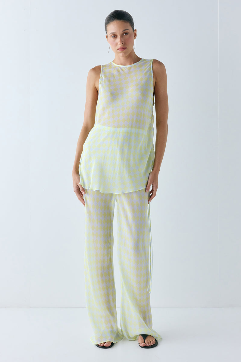 Remi Sheer Pants Lime Check - size:Nuria:AU 6 / US 2