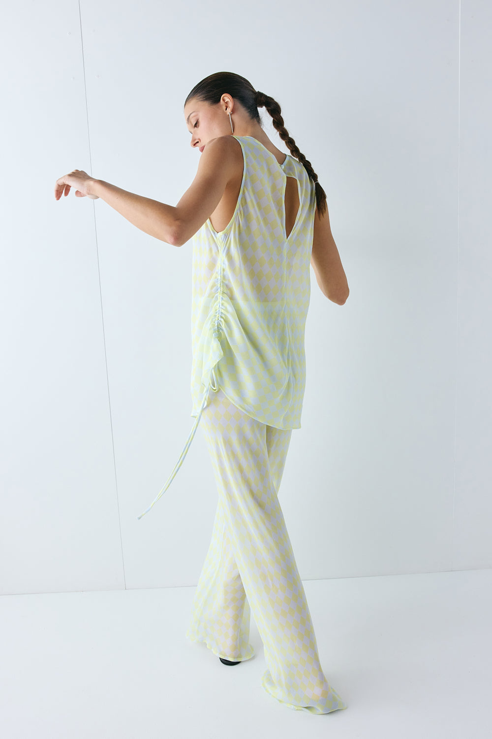 Remi Sheer Pants Lime Check