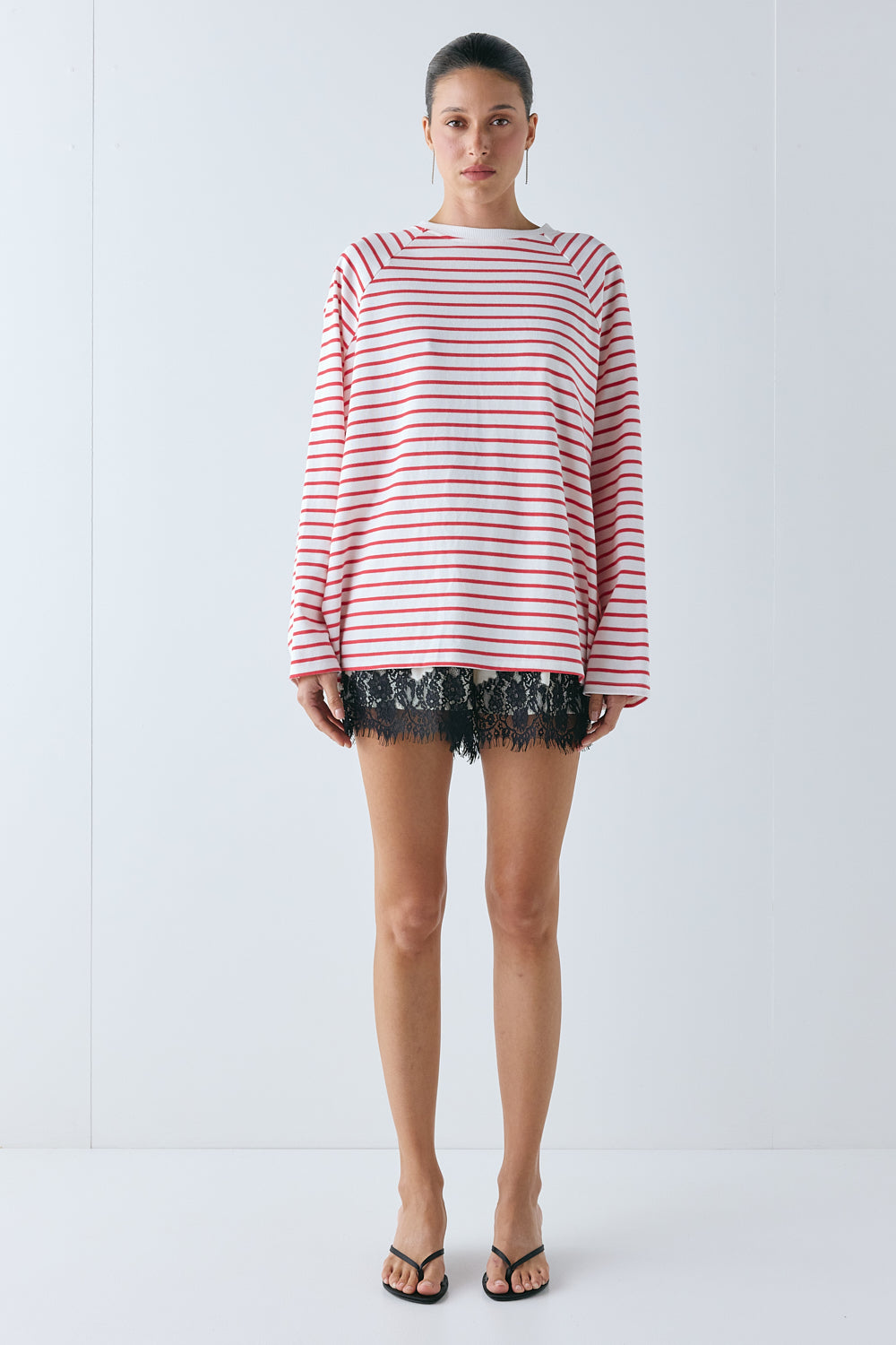 Blair Long Sleeve Tee Red Stripe - size:Nuria:AU 6 / US 2
