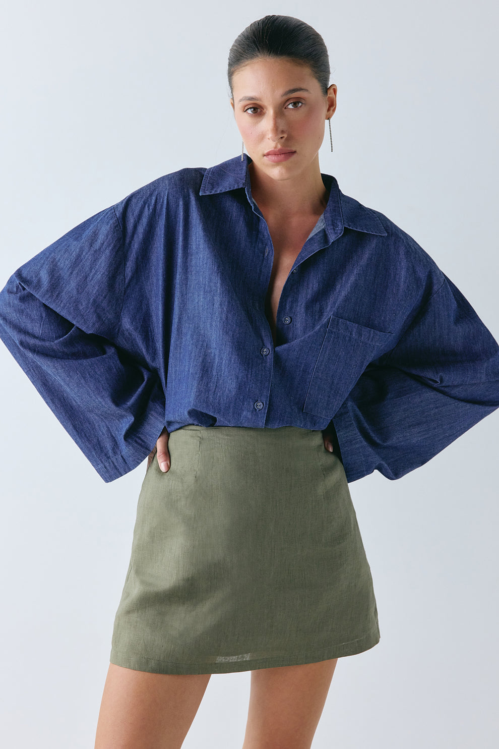 Jovi Linen Mini Skirt Olive 