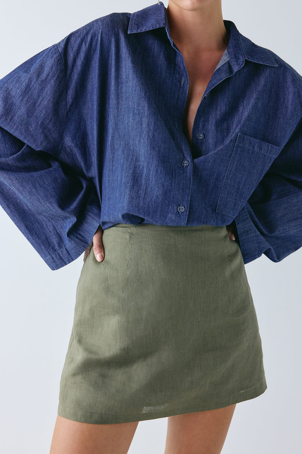 Jovi Linen Mini Skirt Olive 