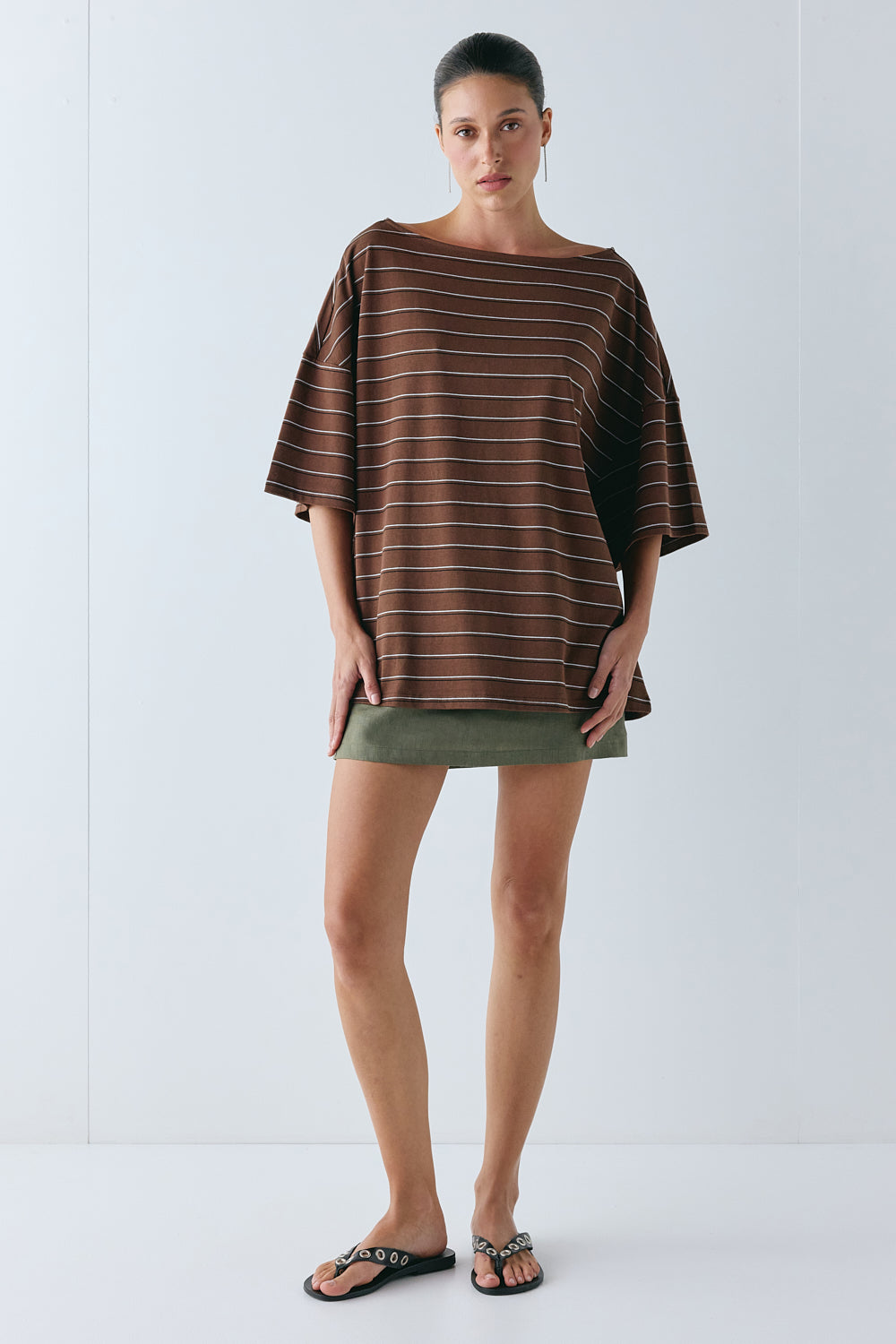 Della Tee Chocolate Stripe