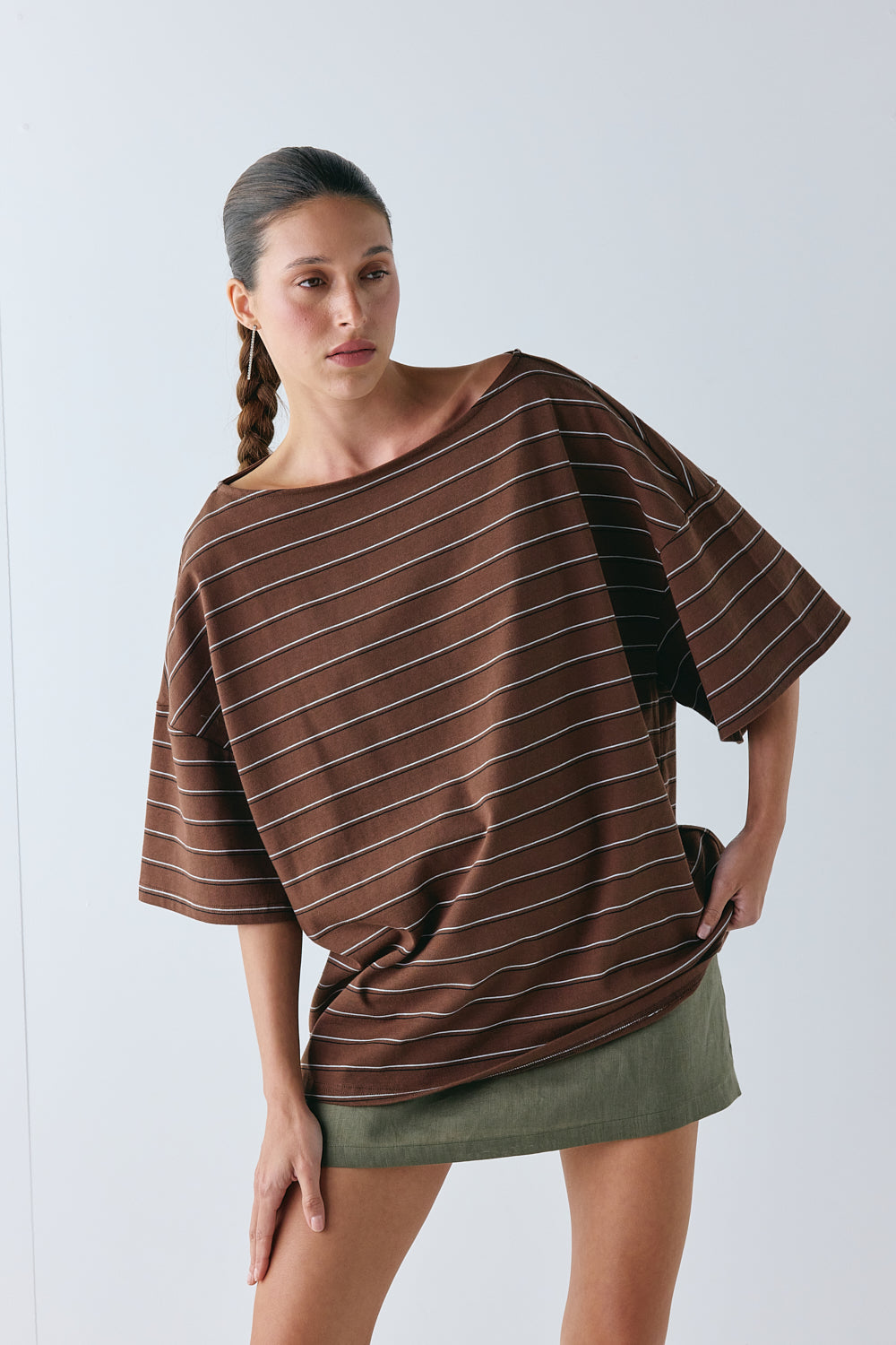 Della Tee Chocolate Stripe