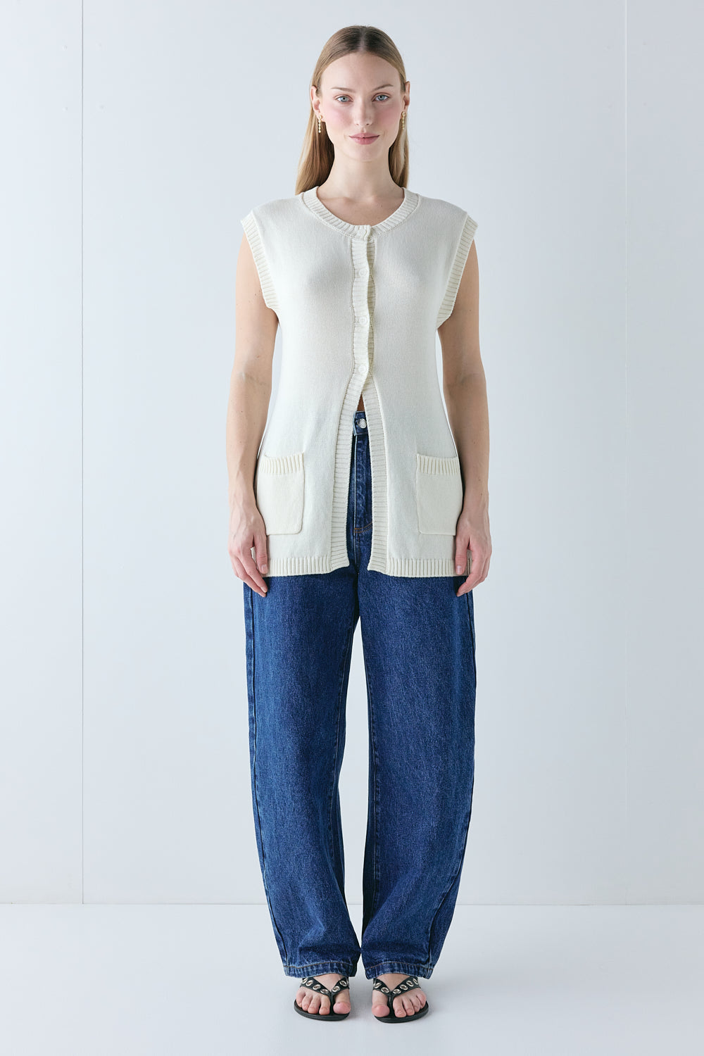 Isla Knit Vest Cream - size:Mira:AU 8 / US 4