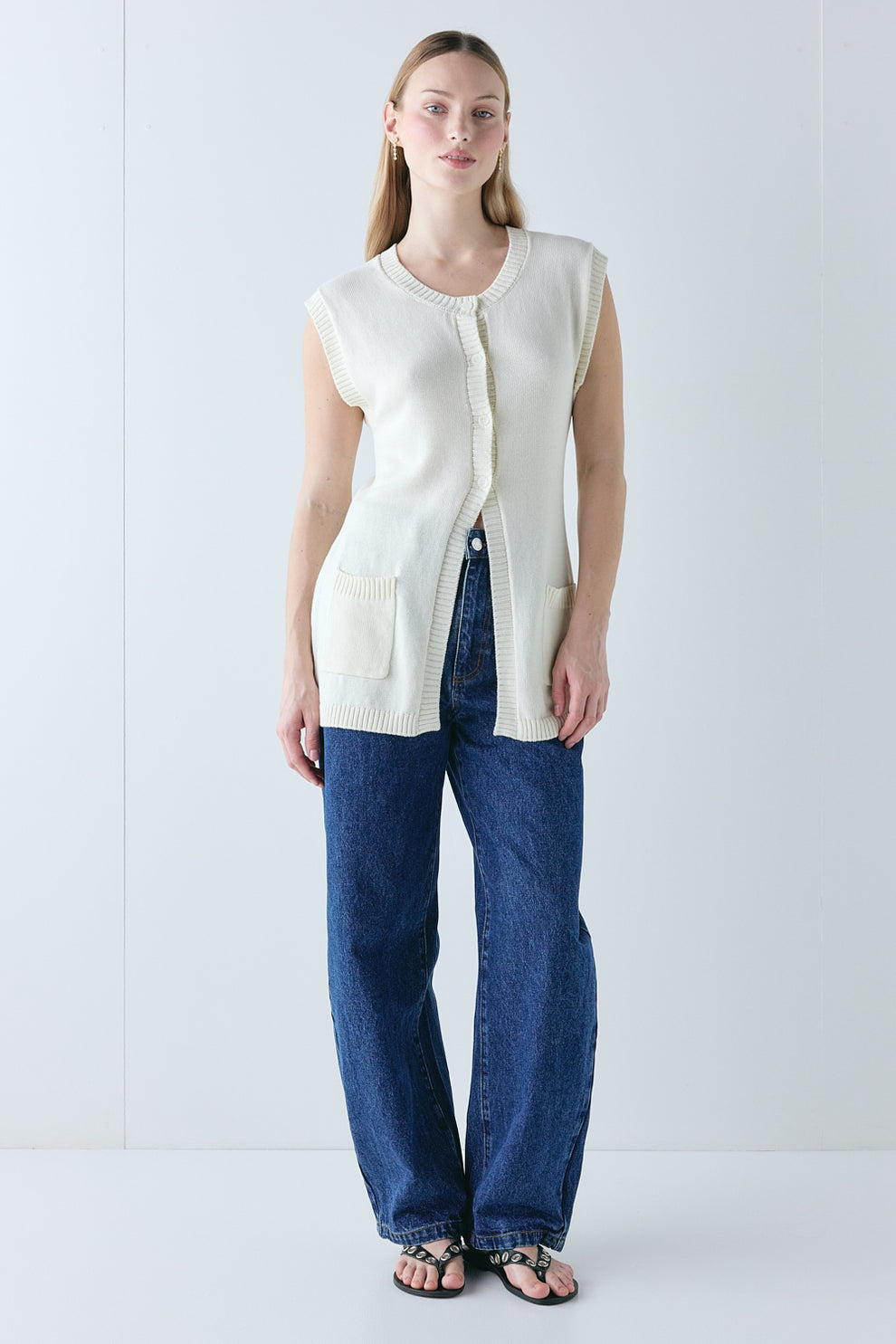 Isla Knit Vest Cream 