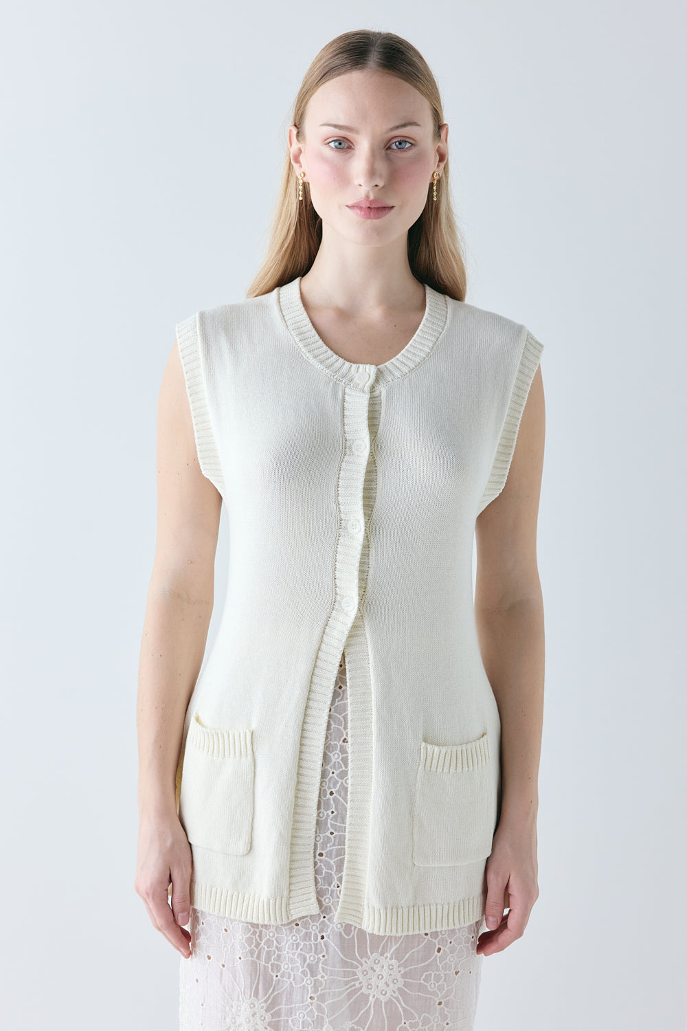 Isla Knit Vest Cream 
