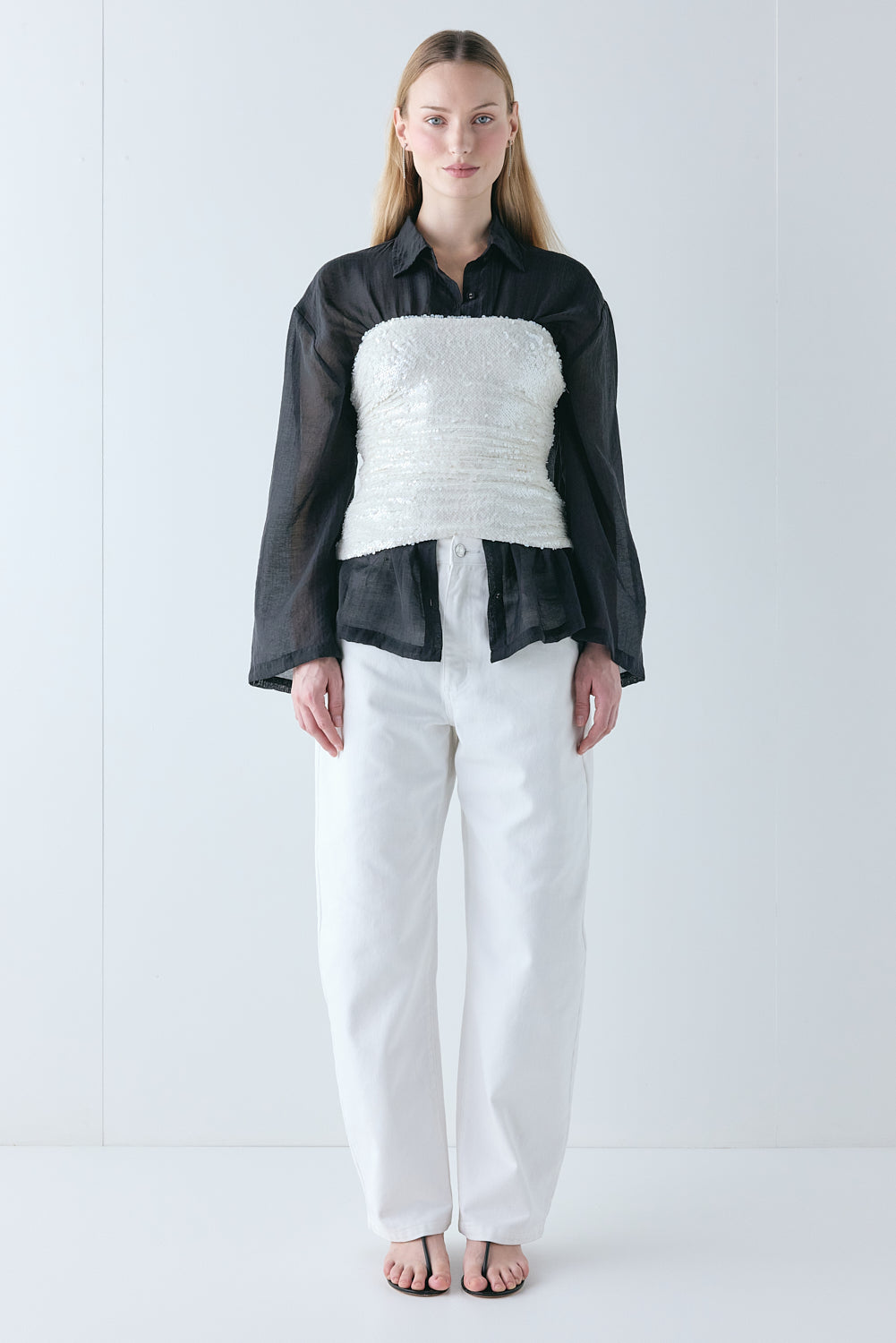 Jennah Sequin Top Ivory 