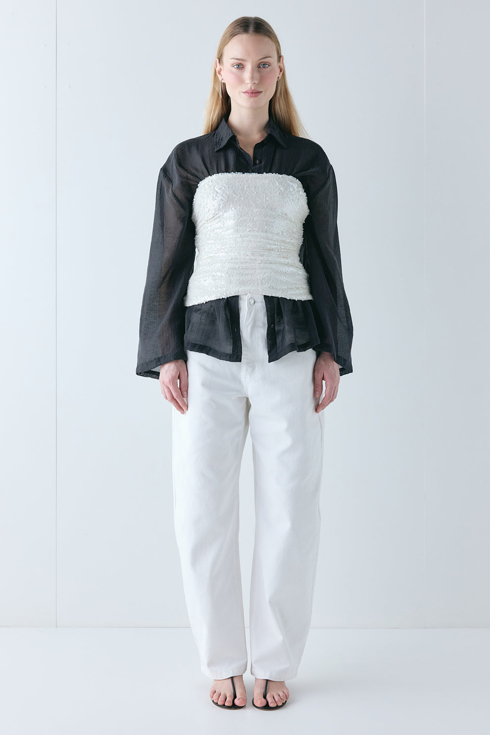 Jennah Sequin Top Ivory 