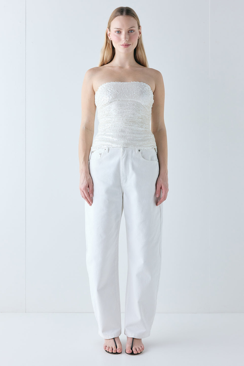 Jennah Sequin Top Ivory 