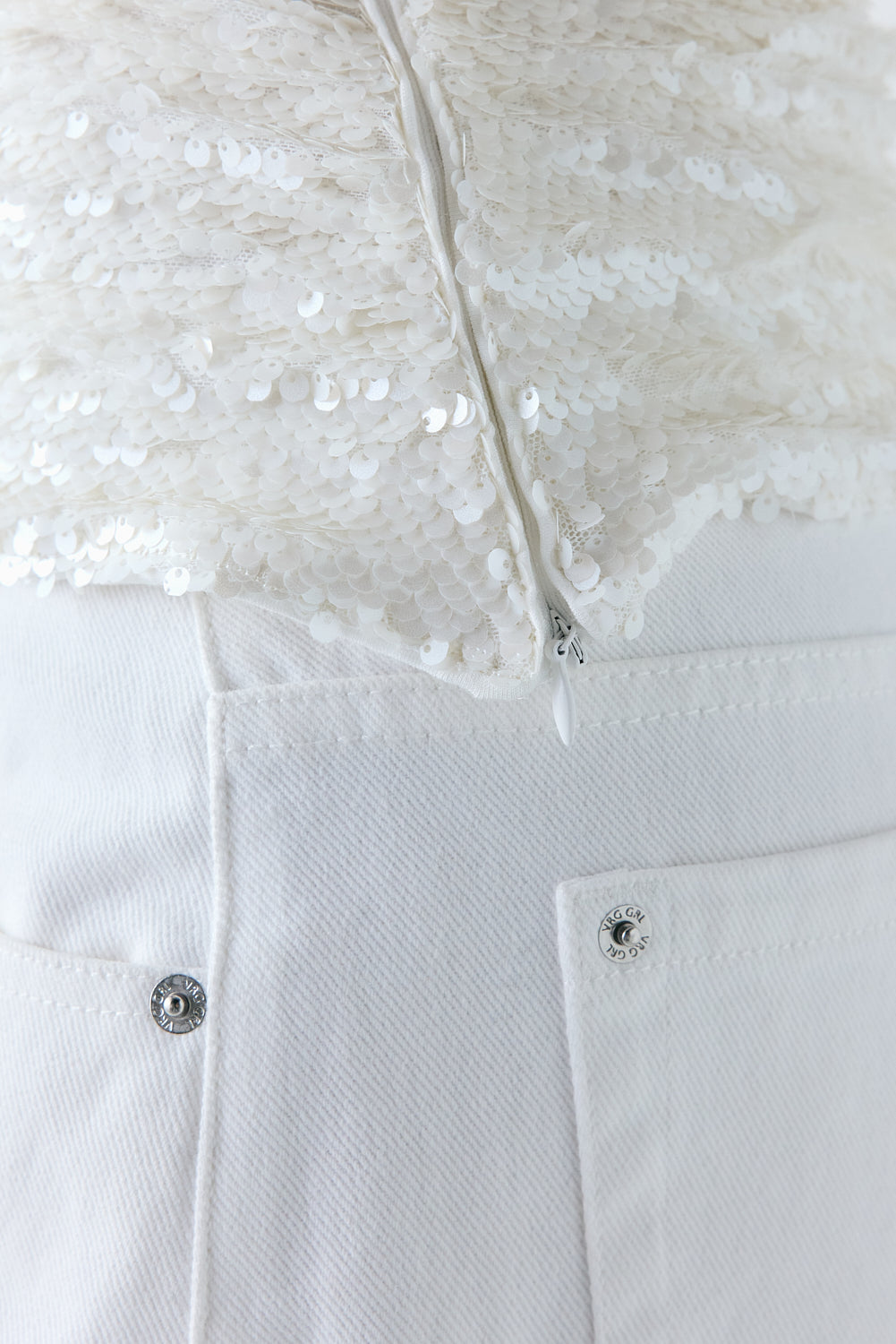 Jennah Sequin Top Ivory 
