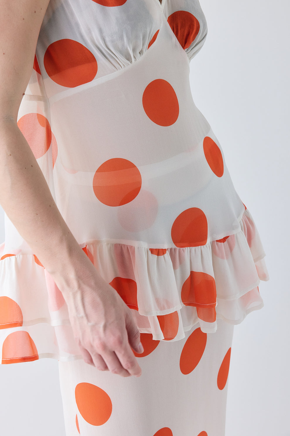 Bonnie Sheer Tunic Top Orange Polka Dot