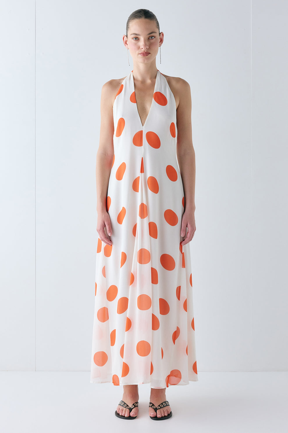 Ani Maxi Dress Orange Polka Dot