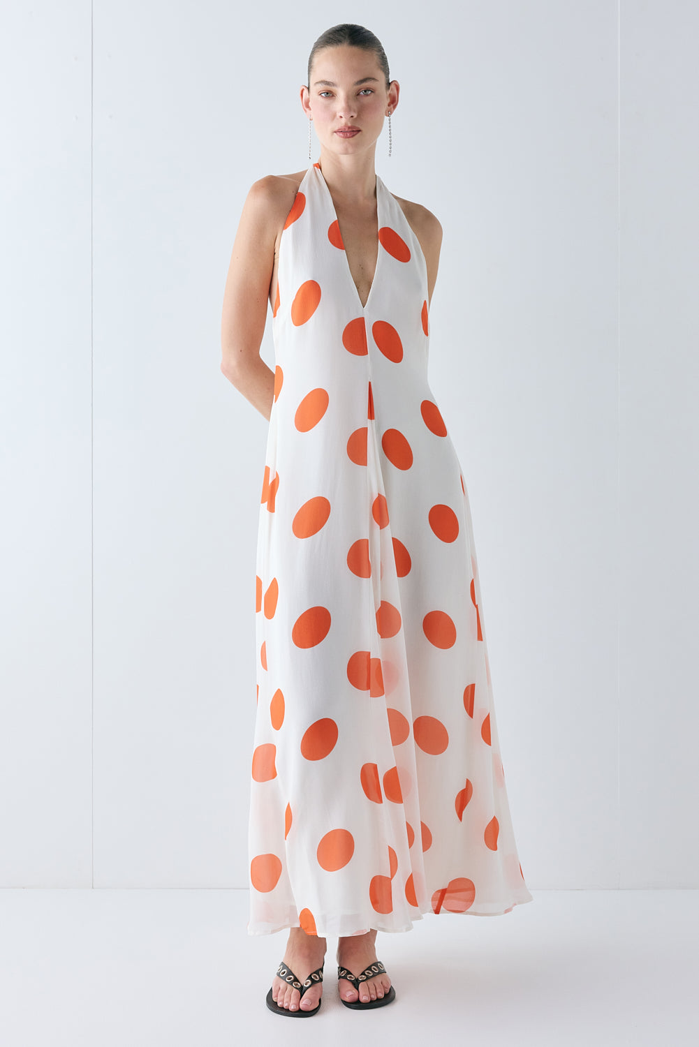 Ani Maxi Dress Orange Polka Dot - size:Zhenya:AU 6 / US 2