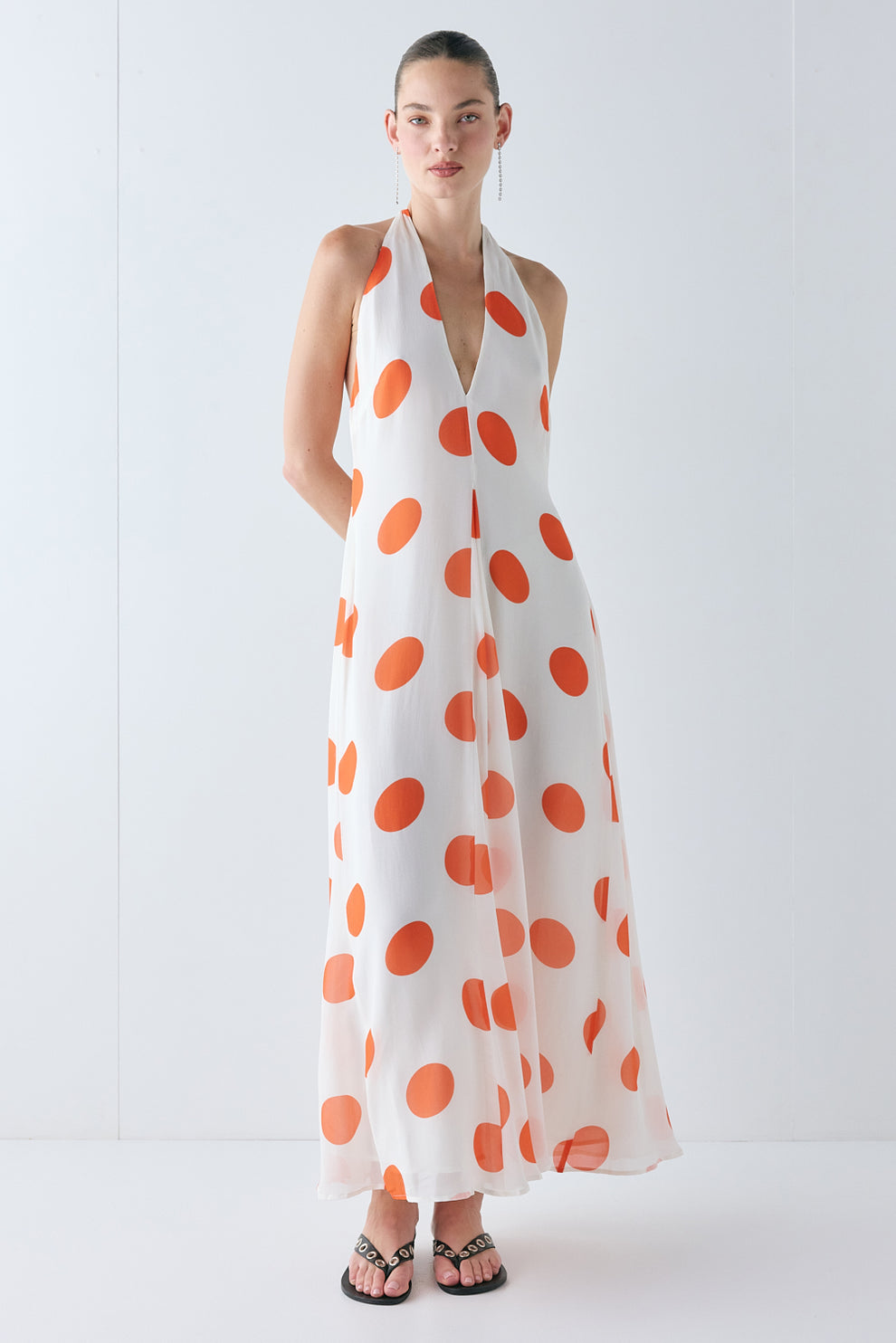 Ani Maxi Dress Orange Polka Dot - size:Zhenya:AU 6 / US 2
