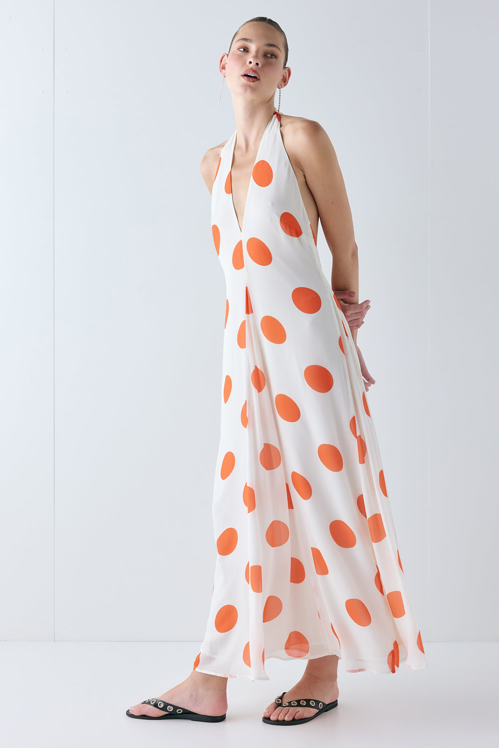 Ani Maxi Dress Orange Polka Dot