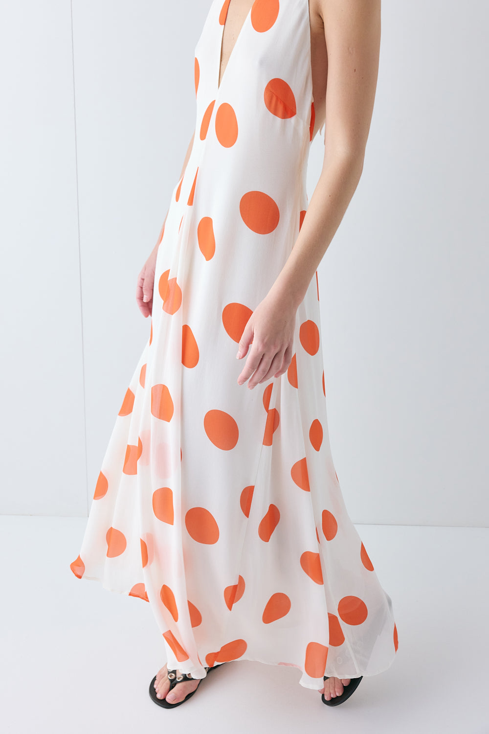 Ani Maxi Dress Orange Polka Dot