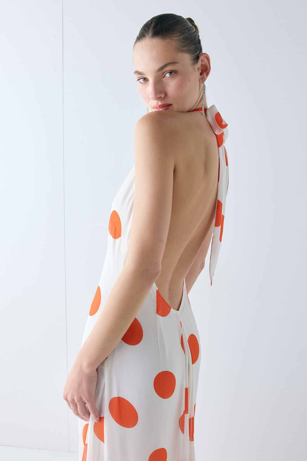 Ani Maxi Dress Orange Polka Dot