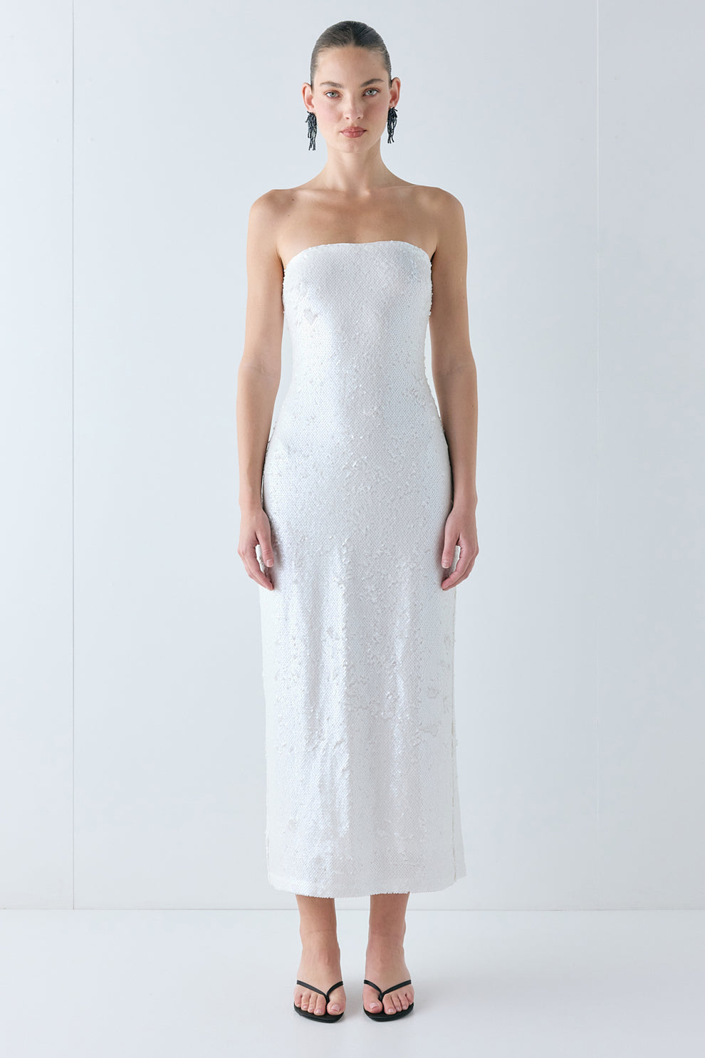 Sabine Sequin Maxi Dress Ivory - size:Zhenya:AU 6 / US 2