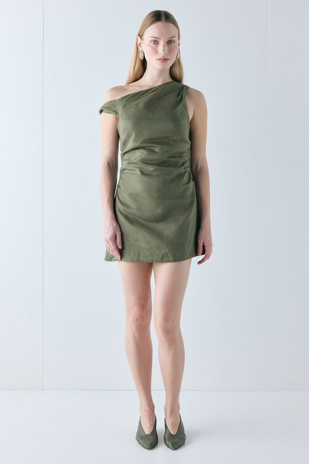 Milly Linen Mini Dress Olive