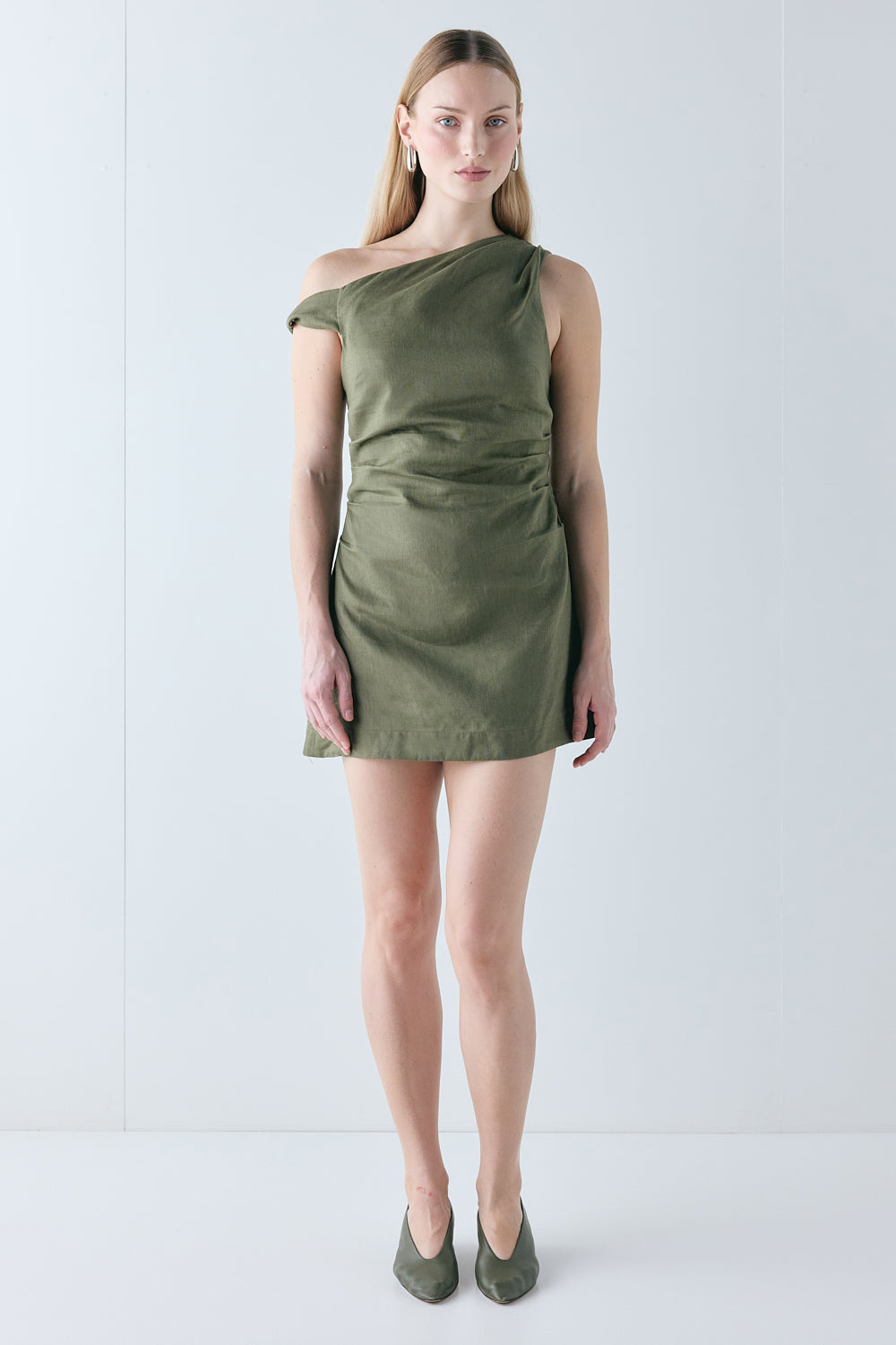 Milly Linen Mini Dress Olive 