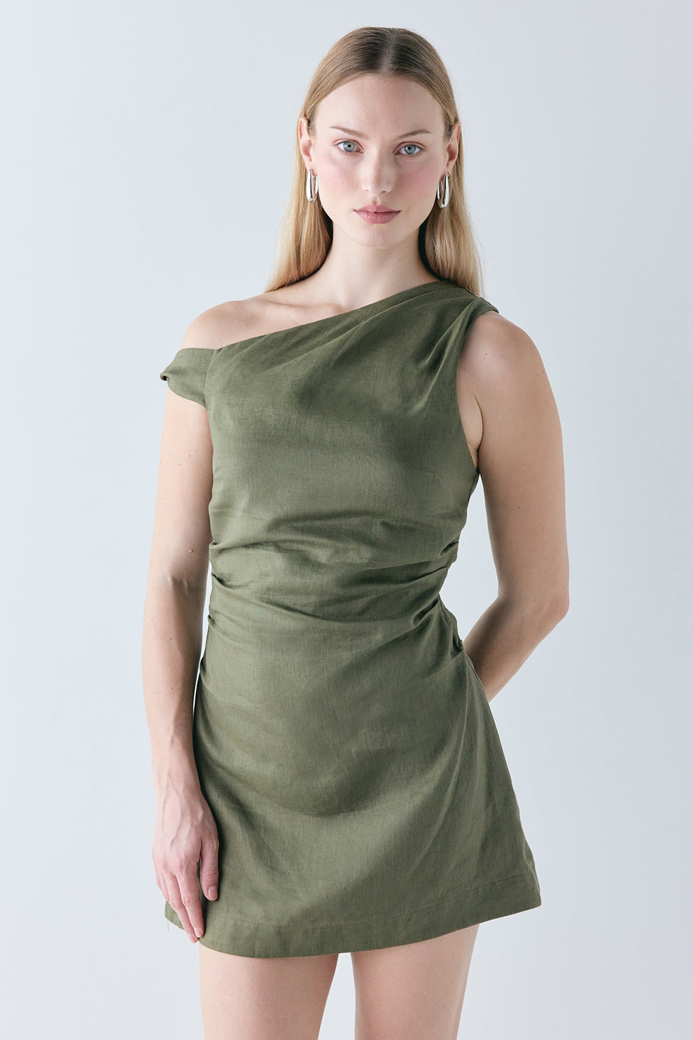 Milly Linen Mini Dress Olive 