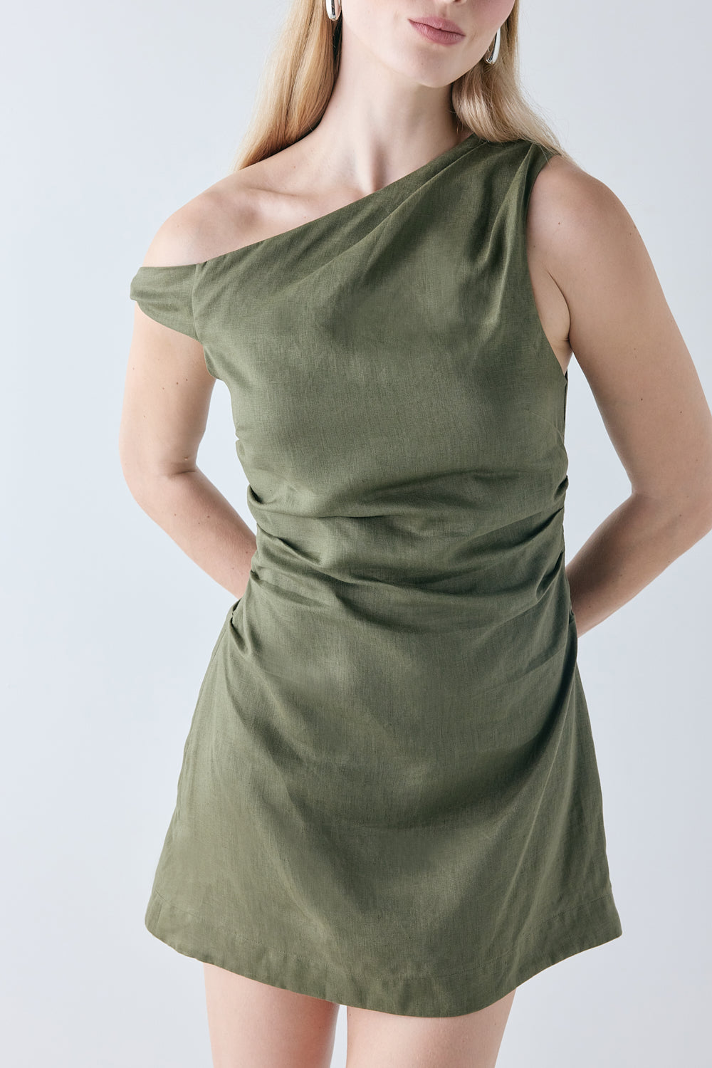 Milly Linen Mini Dress Olive 