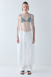 Solaire Sequin Maxi Dress White Check