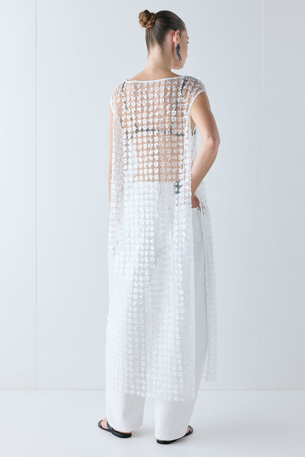 Solaire Sequin Maxi Dress White Check 