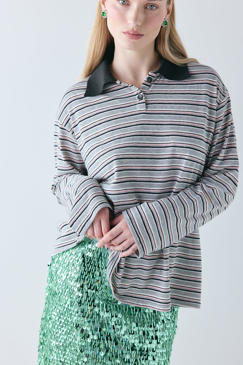 Clementine Sequin Midi Skirt Green