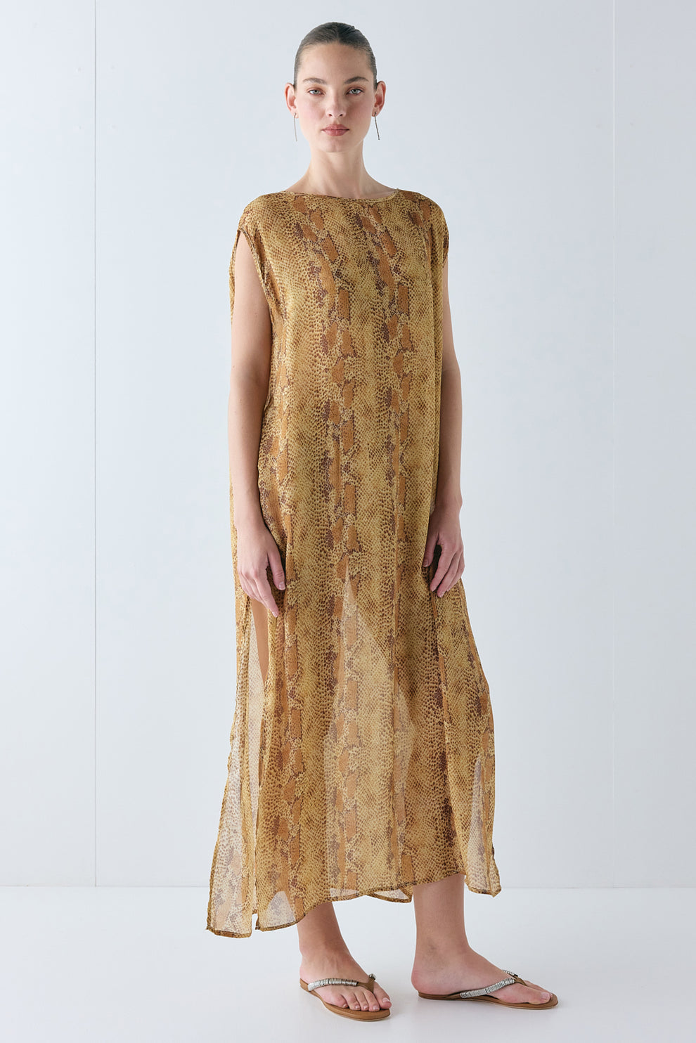Solaire Sheer Maxi Dress Snake