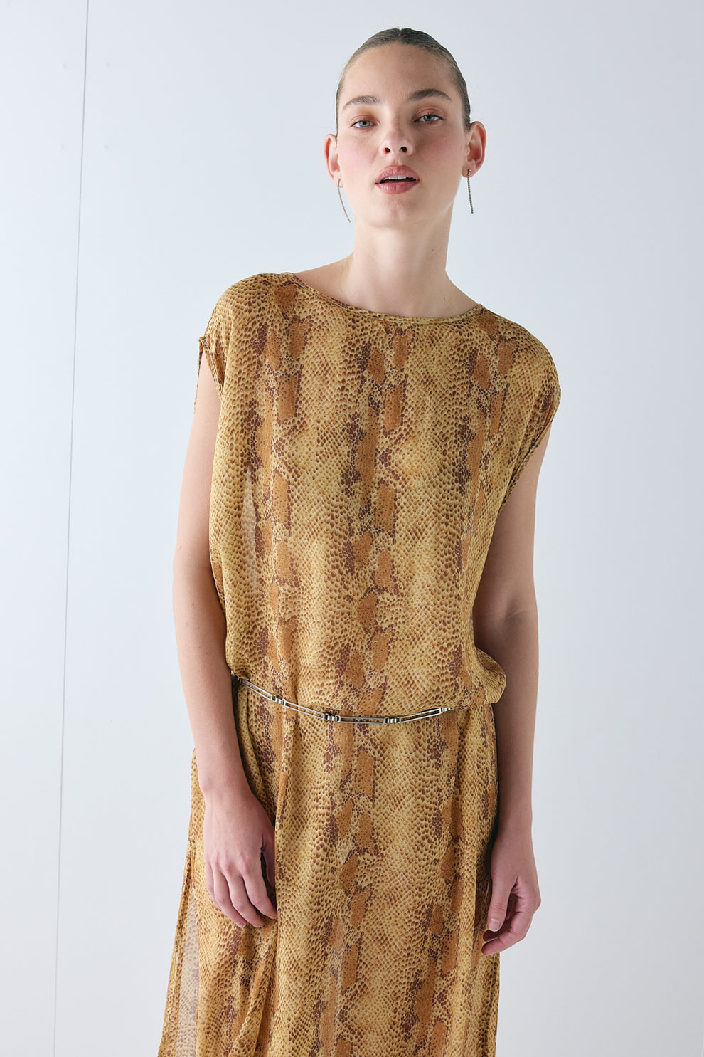 Solaire Sheer Maxi Dress Snake