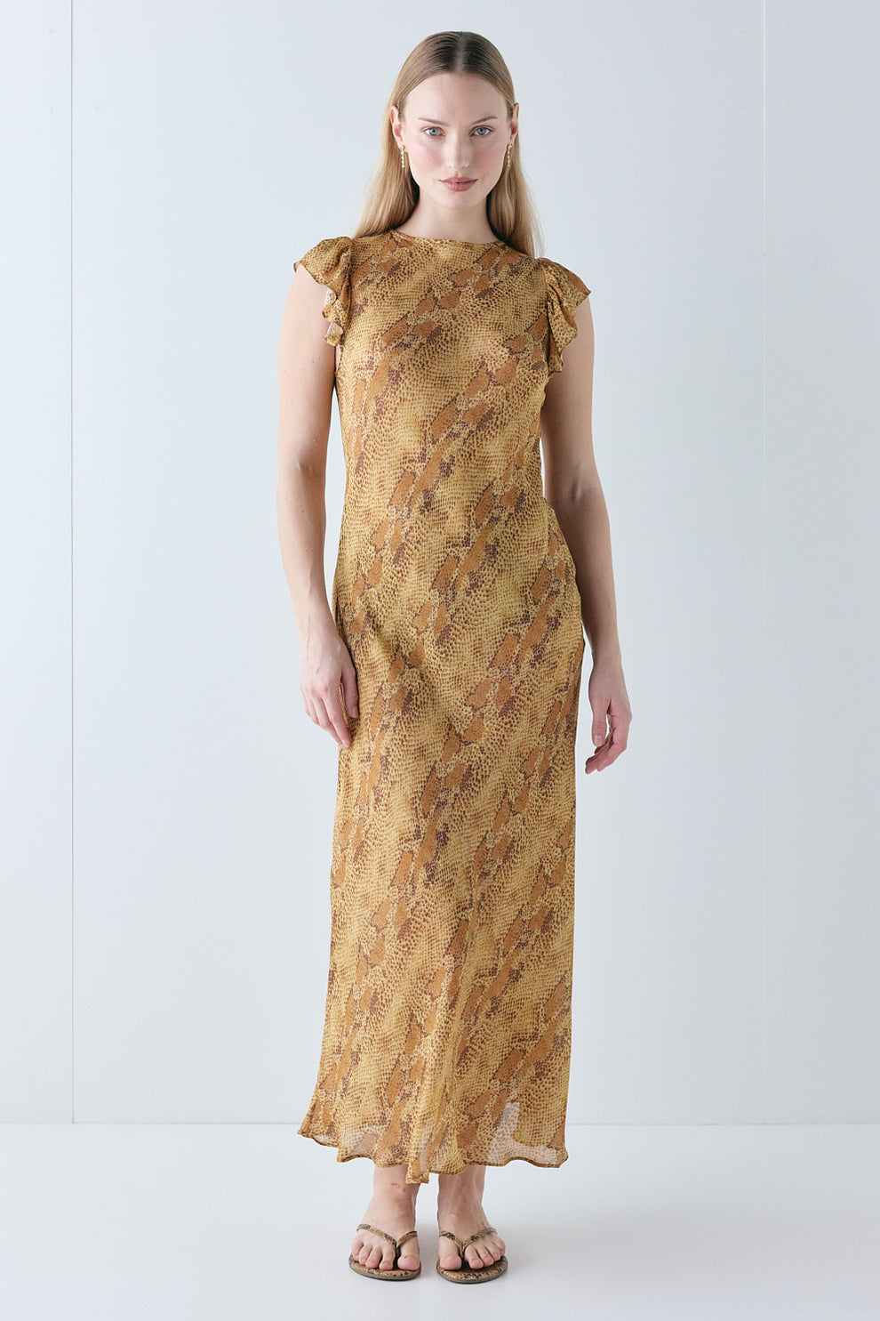 Etta Sheer Maxi Dress Snake - size:Mira:AU 8 / US 4