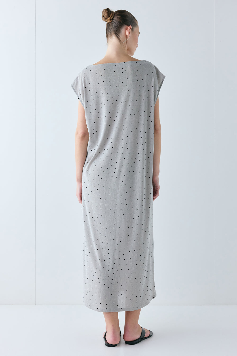 Ariane Mesh Maxi Dress Grey Polka Dot