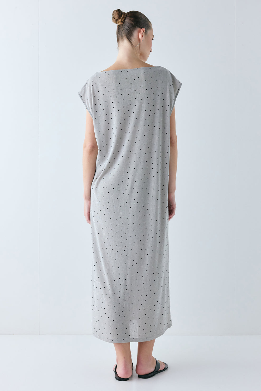 Ariane Mesh Maxi Dress Grey Polka Dot